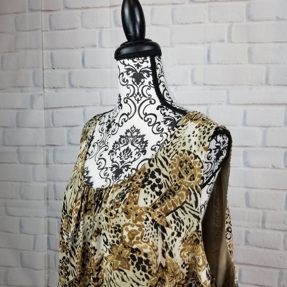 Maggie Barnes 3x lined animal print sleeveless top - Picture 6 of 11